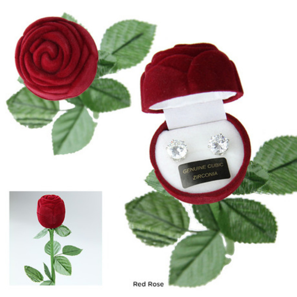 Bret Roberts 8mm Cubic Zirconia Earrings Red